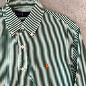 Polo Ralph Lauren Striped Poplin Shirt Mens Medium Classic Fit Preppy Old Money